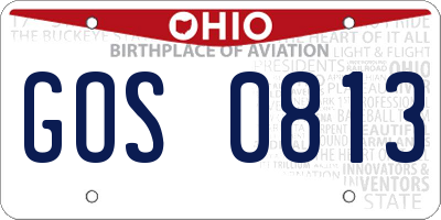OH license plate GOS0813