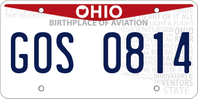 OH license plate GOS0814
