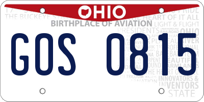 OH license plate GOS0815