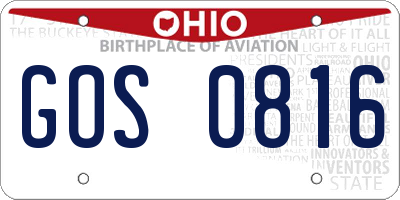 OH license plate GOS0816