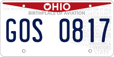 OH license plate GOS0817