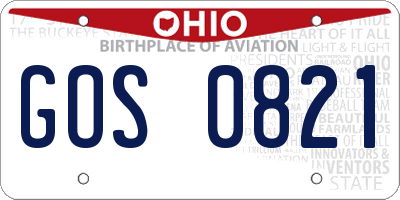 OH license plate GOS0821