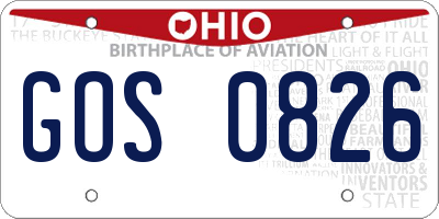 OH license plate GOS0826