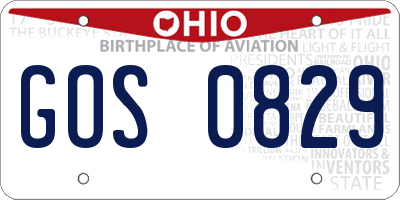 OH license plate GOS0829