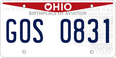 OH license plate GOS0831