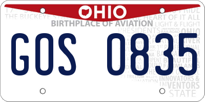 OH license plate GOS0835