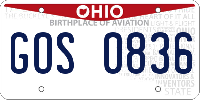 OH license plate GOS0836