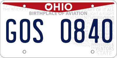 OH license plate GOS0840