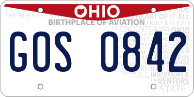 OH license plate GOS0842