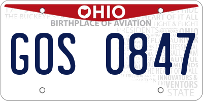 OH license plate GOS0847
