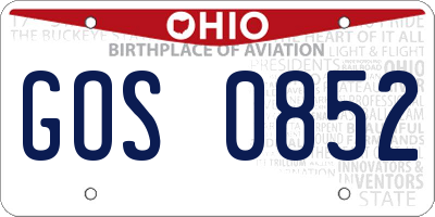 OH license plate GOS0852