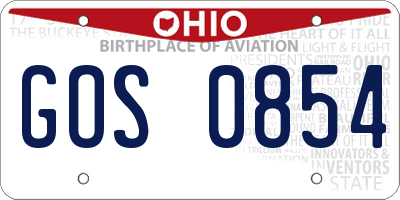 OH license plate GOS0854