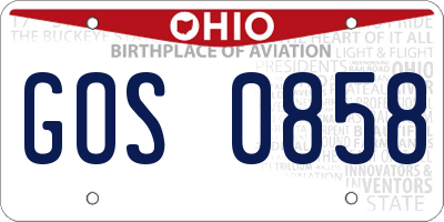 OH license plate GOS0858