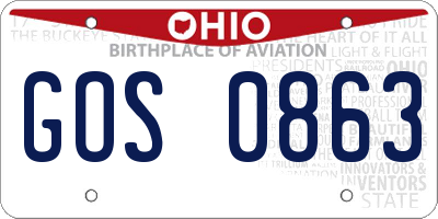 OH license plate GOS0863