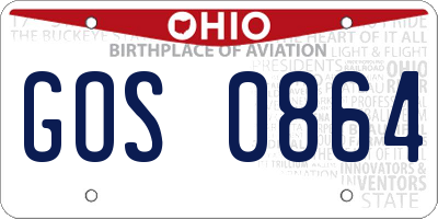 OH license plate GOS0864