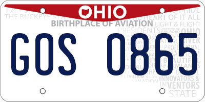 OH license plate GOS0865
