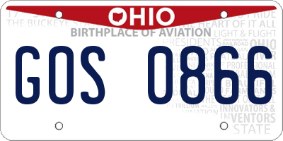 OH license plate GOS0866