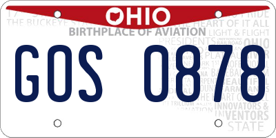 OH license plate GOS0878