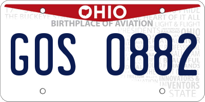 OH license plate GOS0882