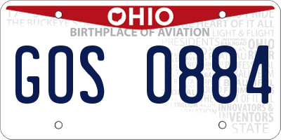 OH license plate GOS0884