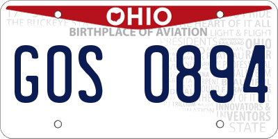 OH license plate GOS0894