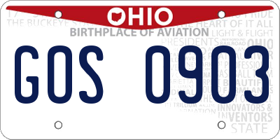 OH license plate GOS0903