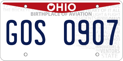 OH license plate GOS0907