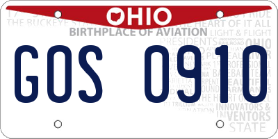 OH license plate GOS0910