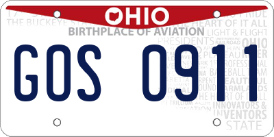 OH license plate GOS0911