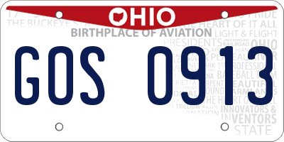 OH license plate GOS0913