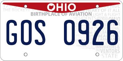 OH license plate GOS0926