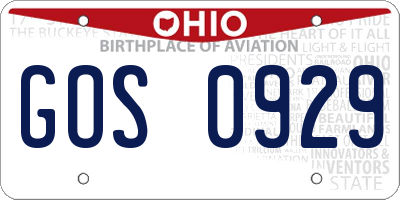 OH license plate GOS0929