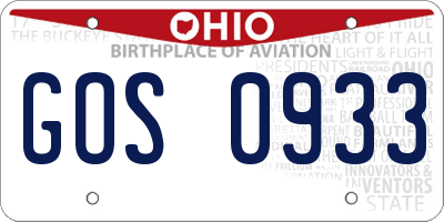 OH license plate GOS0933