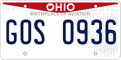 OH license plate GOS0936