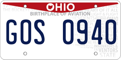 OH license plate GOS0940