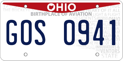 OH license plate GOS0941