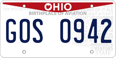 OH license plate GOS0942