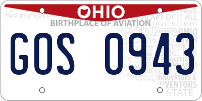 OH license plate GOS0943