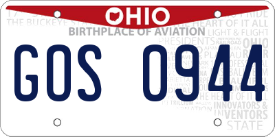 OH license plate GOS0944