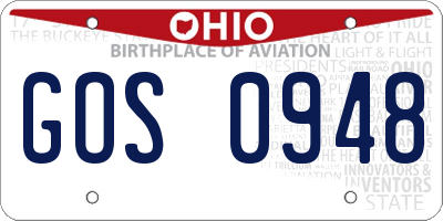 OH license plate GOS0948