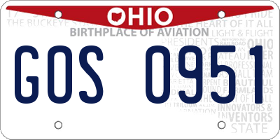 OH license plate GOS0951