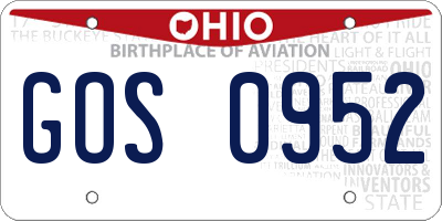 OH license plate GOS0952