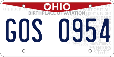 OH license plate GOS0954