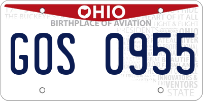 OH license plate GOS0955