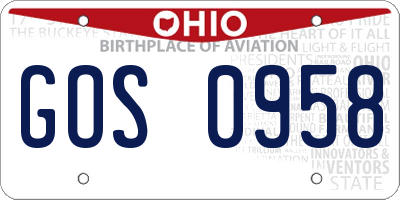 OH license plate GOS0958