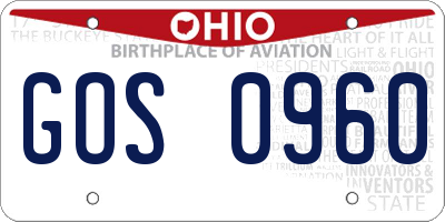 OH license plate GOS0960