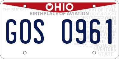 OH license plate GOS0961