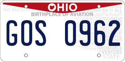 OH license plate GOS0962