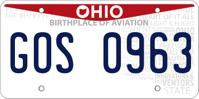 OH license plate GOS0963