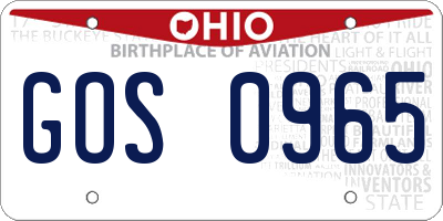 OH license plate GOS0965